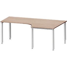 Schäfer Shop Genius Winkelschreibtisch MODENA FLEX 90°, Ansatz rechts, 4-Fuß-Quadratrohr, B 2000 mm, Eiche-Dekor