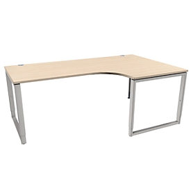 Schäfer Shop Genius Winkelschreibtisch MODENA FLEX, 90°, Bügelfuss, Ansatz rechts, B 2000 mm, Ahorn-Dekor