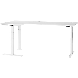 Schäfer Shop Genius Winkelschreibtisch Modena Flex, elektrisch höhenverstellbar, 90° Winkel beidseitig, B 2000 x T 1600 mm, weiß