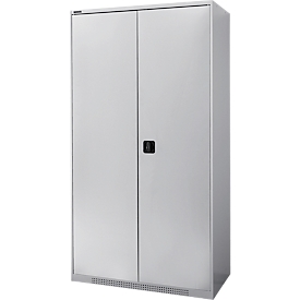 Schäfer Shop Genius zware werkkast FS, plaatstaal, B 1055 x D 520 x H 1950 mm, 5 OH, wit aluminium, tot 1000 kg