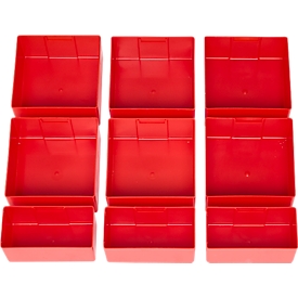 Schäfer Shop Jeu de boîtes d'insertion Genius pour armoires de produits de nettoyage et de matériel FS, plastique ABS, rouge, 9 pièces