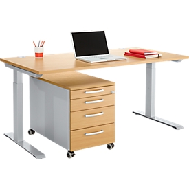 Schäfer Shop Juego de muebles de oficina Genius 2 piezas MODENA FLEX, regulable en altura, ancho 1600 mm