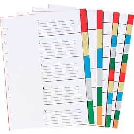 SCHÄFER SHOP PP-Farbregister DIN A4, freie Verwendung, 5 Blätter, 5-farbig, 10 Stück