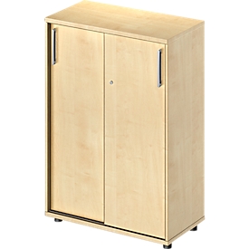 Schäfer Shop Pure Armoire à portes coulissantes Proplana, 3 hauteurs de classeurs, largeur 800 mm, hauteur 1160 mm, coloris érable 