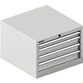 Schäfer Shop Pure Armoire à tiroirs 27-27 , 4 tiroirs, jusqu'à 75 kg, l. 564 x P 572 x H 400 mm, gris clair/gris clair