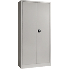 Schäfer Shop Pure Armoire universelle, 5 HC, 4 tablettes, verrouillable, L 950 x P 400 x H 1935 mm, acier, aluminium blanc RAL 9006/aluminium blanc RAL 9006