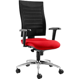 Schäfer Shop Pure Bürostuhl SSI Proline S2, mit Armlehnen, Punkt-Synchronmechanik, Bandscheibensitz, rot/schwarz 