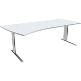 Schäfer Shop Pure Bureau PLANOVA BASIC, l. 2000 mm, gris clair, armature alu blanc 