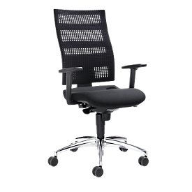 Schäfer Shop  Pure Bureaustoel SSI Proline Edition, met armleuningen, synchroonmechanisme, ergonomisch gevormde wervelsteun, 3D gazen rugleuning, zwart/aluminiumzilver