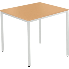 Schäfer Shop Pure Conferentietafel, rechthoekig, frame van vierkante buizen, B 800 x D 700 x H 720 mm, beuken/wit aluminium