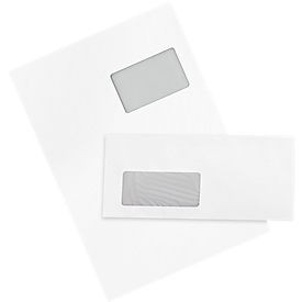 Schäfer Shop Pure Enveloppes blanches, 110 x 220 mm (DL), 250 pièces + sacs d’expédition avec fenêtre 229 x 324 mm (C4), 250 pièces