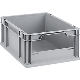 Schäfer Shop Pure Eurobox Serie Economy, Front offen, Kunststoff, B 400 x T 300 x H 170 mm, 16 l, grau