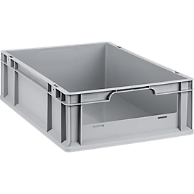 Schäfer Shop Pure Eurobox Serie Economy, Front offen, Kunststoff, B 600 x T 400 x H 170 mm, 34 l, grau