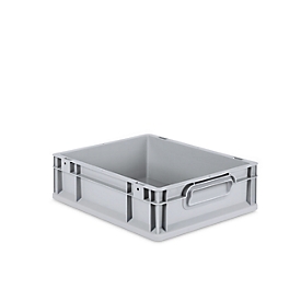 Schäfer Shop Pure Eurobox Serie Economy, Griffe geschlossen, Kunststoff, B 400 x T 300 x H 120 mm, 11 l, grau