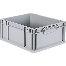 Schäfer Shop Pure Eurobox Serie Economy, Griffe geschlossen, Kunststoff, B 400 x T 300 x H 170 mm, 16 l, grau