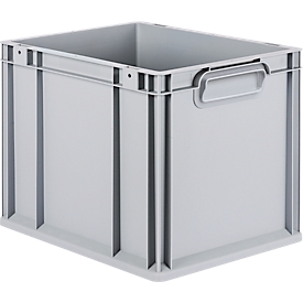Schäfer Shop Pure Eurobox Serie Economy, Griffe geschlossen, Kunststoff, B 400 x T 300 x H 320 mm, 30 l, grau