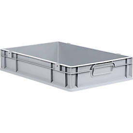 Schäfer Shop Pure Eurobox Serie Economy, Griffe geschlossen, Kunststoff, B 600 x T 400 x H 120 mm, 23 l, grau
