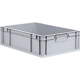 Schäfer Shop Pure Eurobox Serie Economy, Griffe geschlossen, Kunststoff, B 600 x T 400 x H 170 mm, 34 l, grau