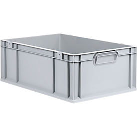 Schäfer Shop Pure Eurobox Serie Economy, Griffe geschlossen, Kunststoff, B 600 x T 400 x H 220 mm, 44 l, grau