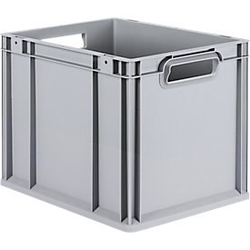 Schäfer Shop Pure Eurobox Serie Economy, Griffe offen, Kunststoff, B 400 x T 300 x H 320 mm, 30 l, grau