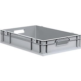 Schäfer Shop Pure Eurobox Serie Economy, Griffe offen, Kunststoff, B 600 x T 400 x H 120 mm, 23 l, grau