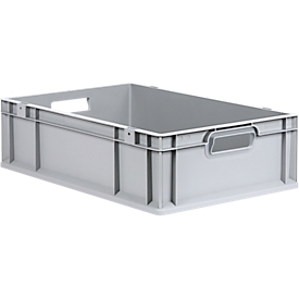 Schäfer Shop Pure Eurobox Serie Economy, Griffe offen, Kunststoff, B 600 x T 400 x H 170 mm, 34 l, grau