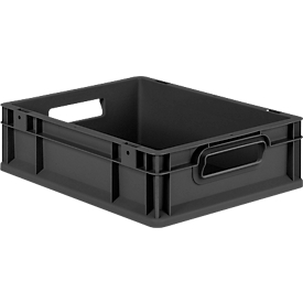 Schäfer Shop Pure Eurobox Serie Economy, Griffe offen, recycelter Kunststoff, B 400 x T 300 x H 120 mm, 11 l, anthrazit