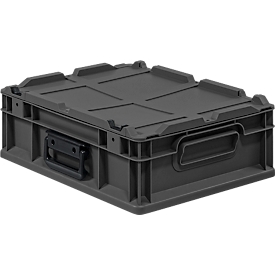 Schäfer Shop Pure Eurokoffer Portable Serie Economy, geschlossen, mit Deckel, Kunststoff, B 400 x T 300 x H 135 mm, 11 l, anthrazit
