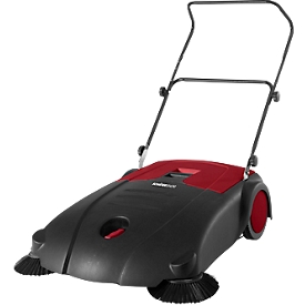 Schäfer Shop Pure hand sweeper, sweeping capacity 3200 m²/h, up to 30 l, L 1130 x W 850 x H 860/910/960 mm, black/red