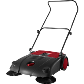 Schäfer Shop Pure manual sweeper, sweeping capacity 2800 m²/h, up to 14 l, L 1100 x W 670 x H 980 mm, black/red