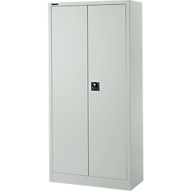 Schäfer Shop Pure material cabinet, 4 shelves, lockable, W 950 x D 400 x H 1935 mm, steel, light gray RAL 7035/ light gray RAL 7035