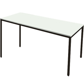 Schäfer Shop Pure Mesa de tubo de acero, rectangular, pata de tubo cuadrada, ancho 1600 x fondo 800 x alto 720 mm, gris claro/negro