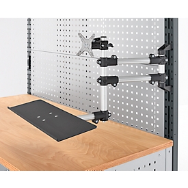Schäfer Shop Pure Monitorhalter für AST31 Tischaufbau, mit Tastaturablage, um 360° drehbar, neigbar, schwenkbar, VESA, Kunststoff/Aluminium, schwarz-silber