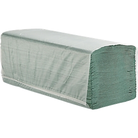 Schäfer Shop Pure paper towels zig-zag folding, 1-ply, L 250 x W 230 mm, tear-resistant, 5000 sheets, green