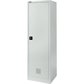 Schäfer Shop Pure Putzmittelschrank, abschließbar, B 600 x T 500 x H 1935 mm, Stahl, lichtgrau RAL 7035 