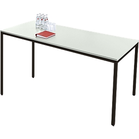 Schäfer Shop Pure Rechthoekige tafel van stalen buizen, vierkante buispoot, B 1600 x D 700 x H 720 mm, lichtgrijs/zwart