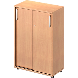 Schäfer Shop Pure Schiebetürenschrank Proplana, 3 Ordnerhöhen, Breite 800 mm, Höhe 1160 mm, Buche-Dekor 