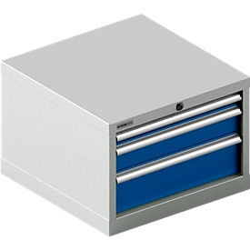 Schäfer Shop Pure  Schubladenschrank 27-27, 3 Schübe, bis 75 kg, B 564 x T 572 x H 400 mm, enzianblau/lichtgrau 