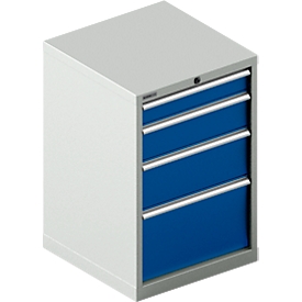 Schäfer Shop Pure  Schubladenschrank 27-27, 4 Schübe, bis 75 kg, B 564 x T 572 x H 850 mm, enzianblau/lichtgrau