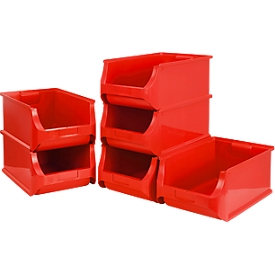 Schäfer Shop Pure Sichtlagerkasten Serie Base 5, PP, B 310 x T 500 x H 200 mm, 23 l, rot, 6 Stück