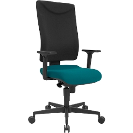 Schäfer Shop Pure Siège de bureau SSI Proline P1 ECO, avec accoudoirs, mécanisme synchrone, assise avec disques intervertébraux, plastique recyclé, noir/pétrole