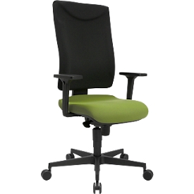 Schäfer Shop Pure Siège de bureau SSI Proline P1 ECO, avec accoudoirs, mécanisme synchrone, assise avec disques intervertébraux, plastique recyclé, noir/sauge