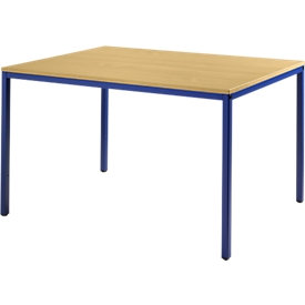 Schäfer Shop Pure Stahlrohrtisch, Rechteck, Quadratrohrfuss, B 1200 x T 800 x H 720 mm, Buche/enzianblau