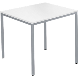 Schäfer Shop Pure Table de conférence, rectangulaire, piétement en tube carré, L 800 x P 700 x H 720 mm, aluminium blanc/blanc