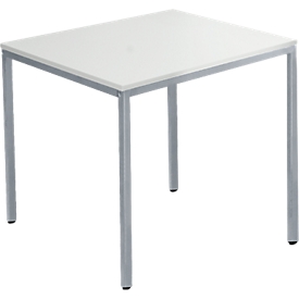 Schäfer Shop Pure Table de conférence, rectangulaire, piétement en tube carré, L 800 x P 700 x H 720 mm, gris clair/aluminium blanc
