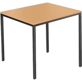 Schäfer Shop Pure Table de conférence, rectangulaire, piétement en tube carré, L 800 x P 700 x H 720 mm, hêtre/noir
