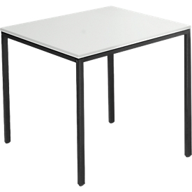 Schäfer Shop Pure Table en tube d'acier, carrée, pied en tube carré, L 800 x P 800 x H 720 mm, gris clair/noir