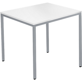 Schäfer Shop Pure Table en tube d'acier, rectangulaire, pied en tube carré, L 1200 x P 700 zéro x H 720 mm, aluminium blanc/blanc