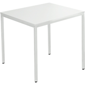 Schäfer Shop Pure Table en tube d'acier, rectangulaire, pied en tube carré, L 1200 x P 700 zéro x H 720 mm, gris clair/gris clair