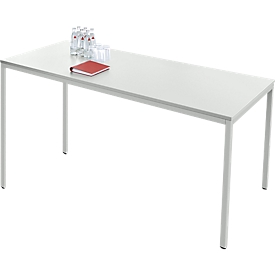 Schäfer Shop Pure Table en tube d'acier, rectangulaire, pied en tube carré, L 1600 x P 700 x H 720 mm, gris clair/gris clair